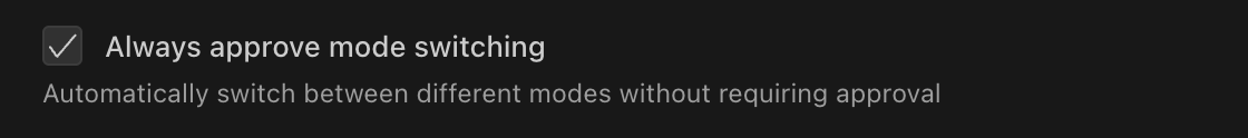 Mode switching setting