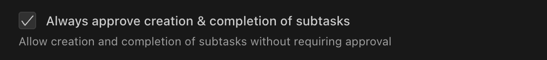 Subtasks setting