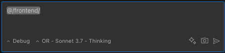 Folder mention example showing directory contents being referenced in the chat