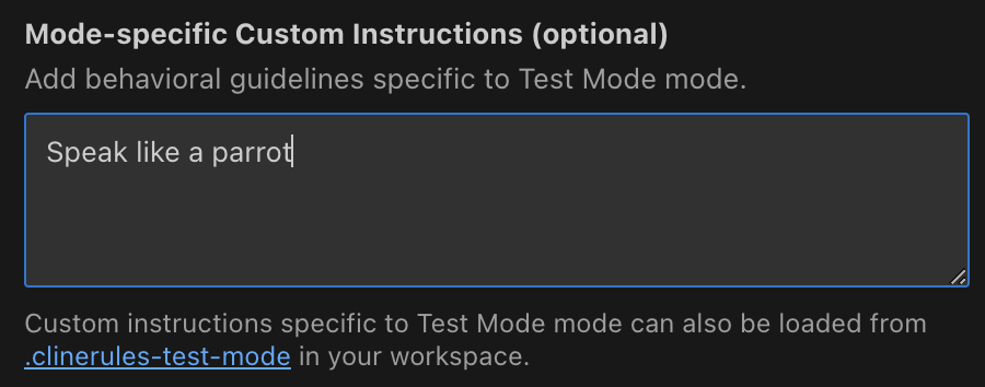 Kilo Code Prompts tab showing mode-specific custom instructions interface